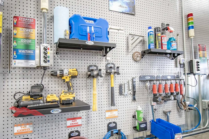 garage wall storage pegboard shelves
