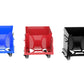 3 Chip hoppers in blue, red, and black finish