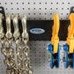 Heavy Chain and Snatch Block Holder Mounted on Pegboard
