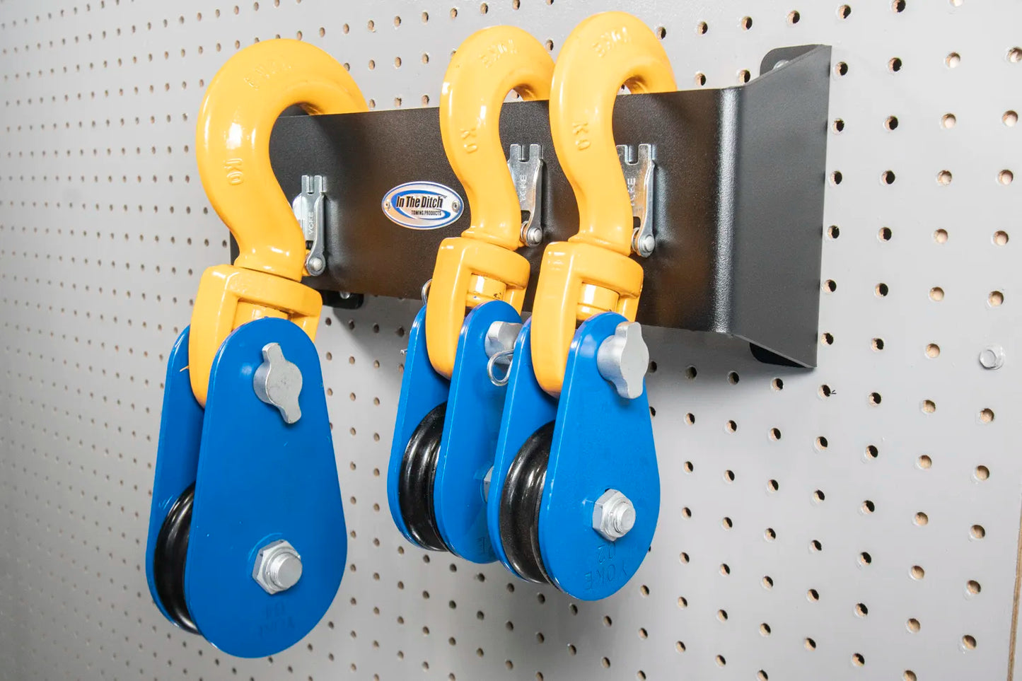 Heavy Winch Block Holder for Pegboard Walls