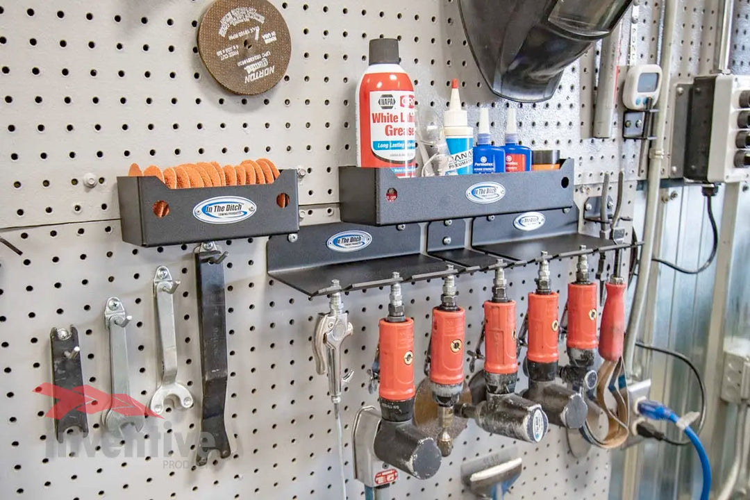 Pegboard Storage Bins Used For Garage Organization