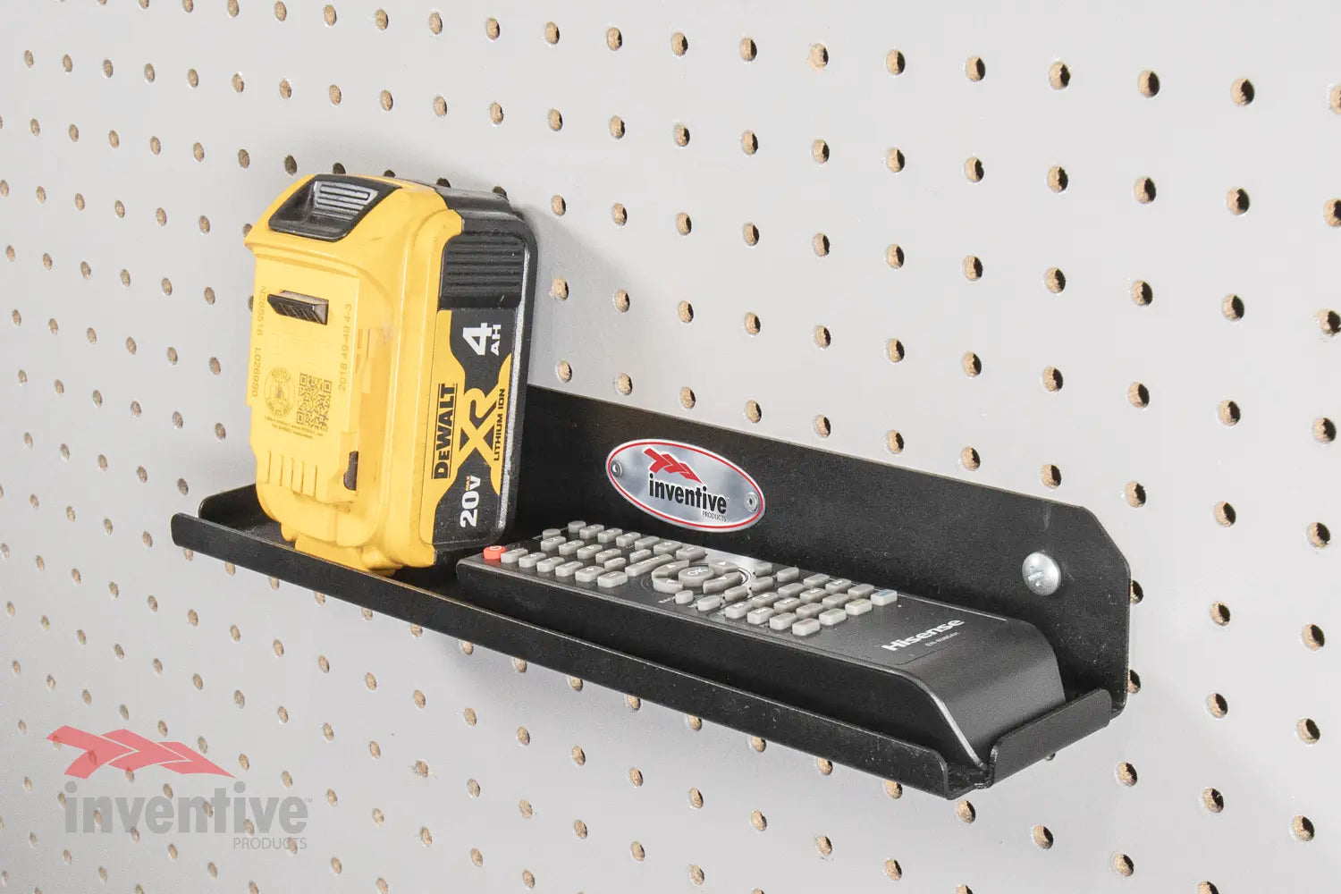 Charger and remote on mini wall shelf