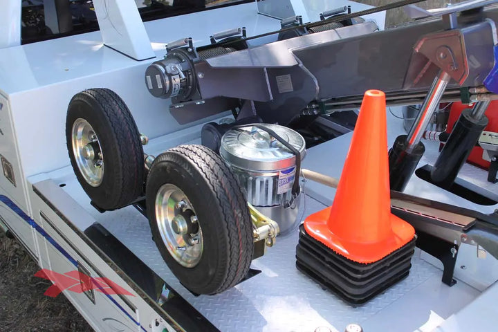 Stacked Traffic Cones Mounted to Tow Truck