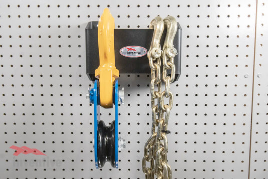 Winch Block and Chain Hanger on Pegboard