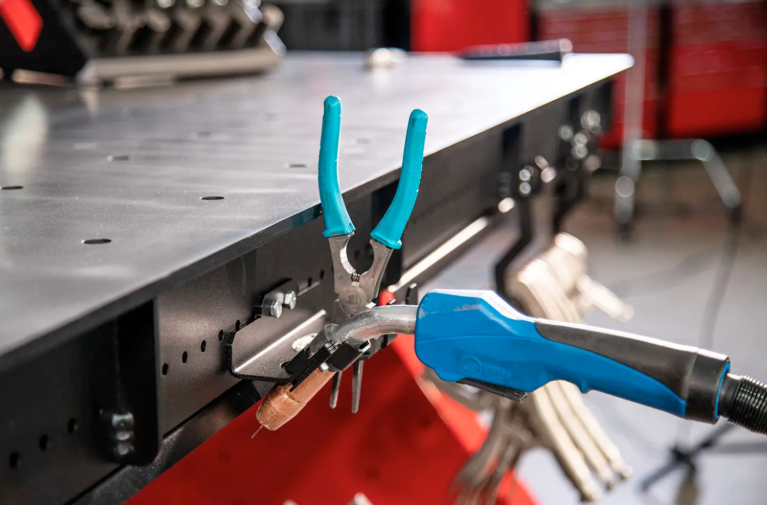 easy to reach welding tool storage