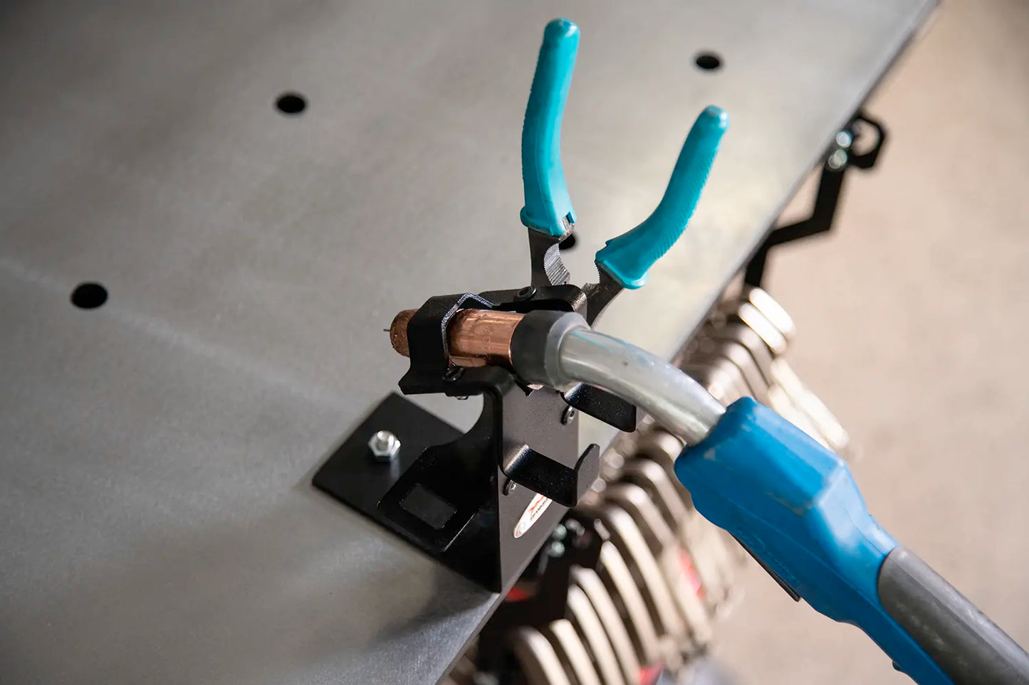 mig weld gun storage table top