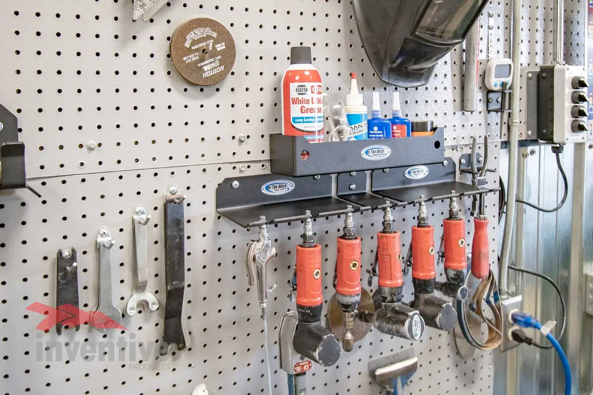 organize shop wall pegboard