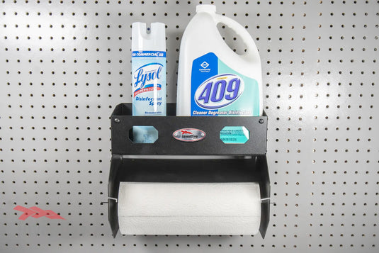 pegboard holder paper towels shelf