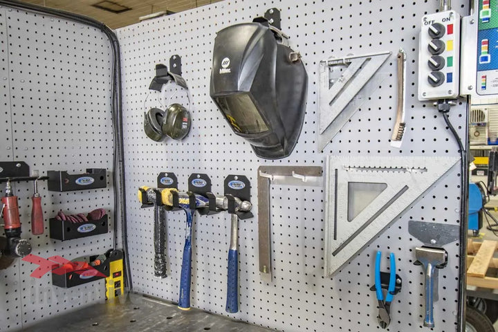 pegboard wall storage garage organization welding