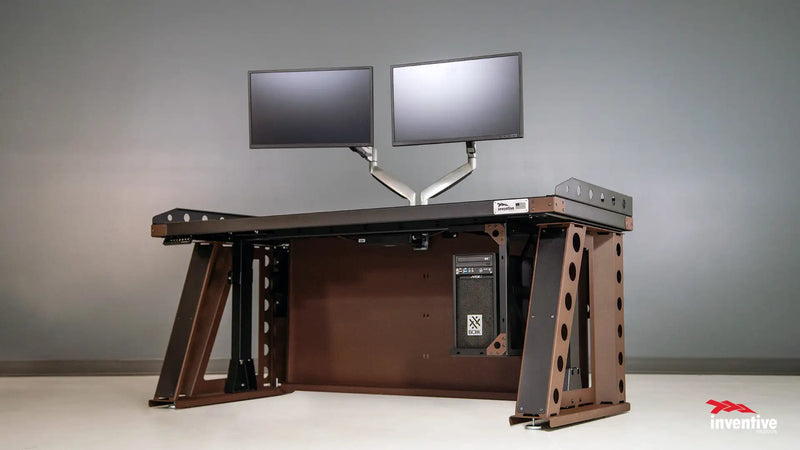 Load image into Gallery viewer, Powerlift™ Office Desk Double Arm Tabletop Monitor Mount

