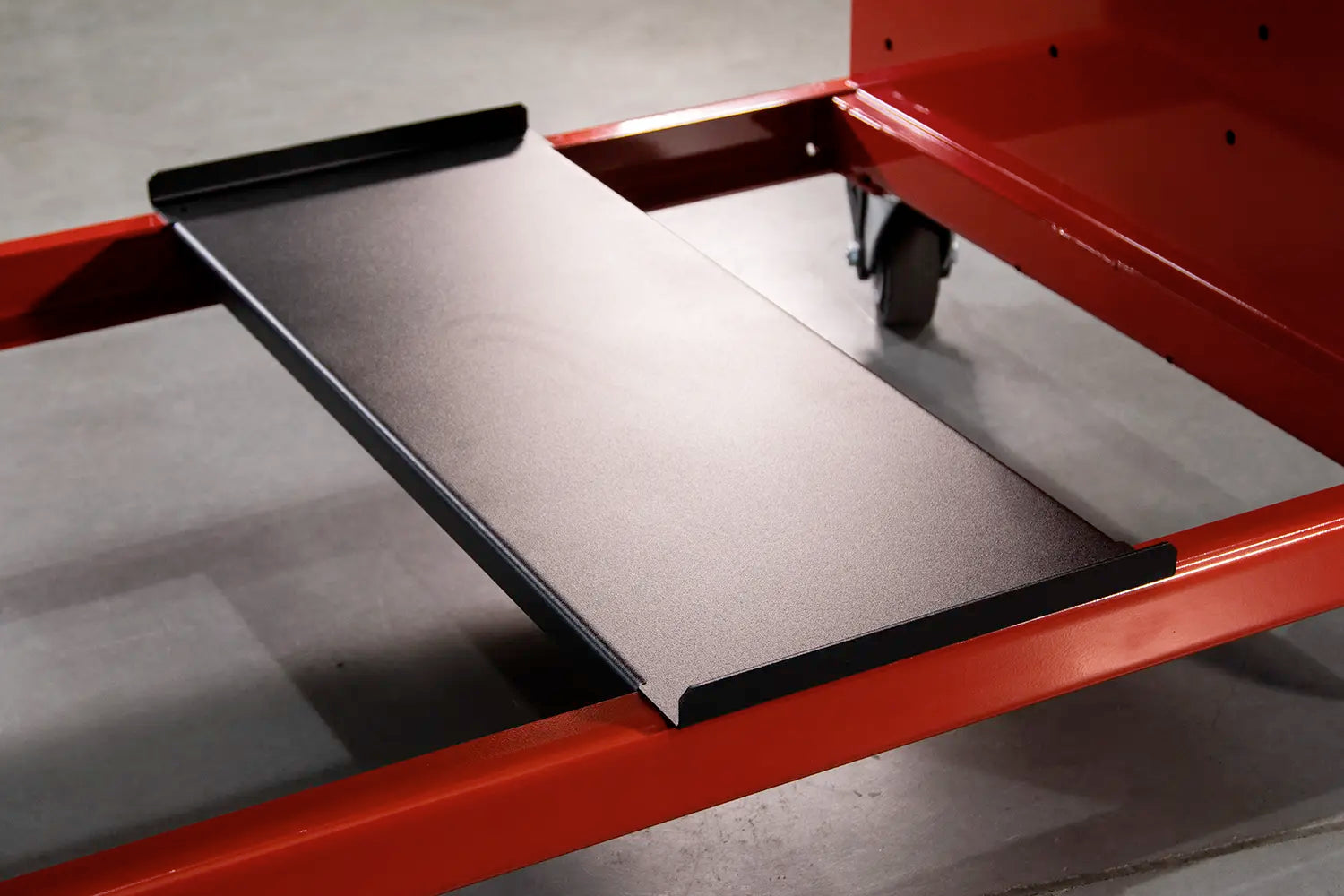 under table tray parallel shelf channels