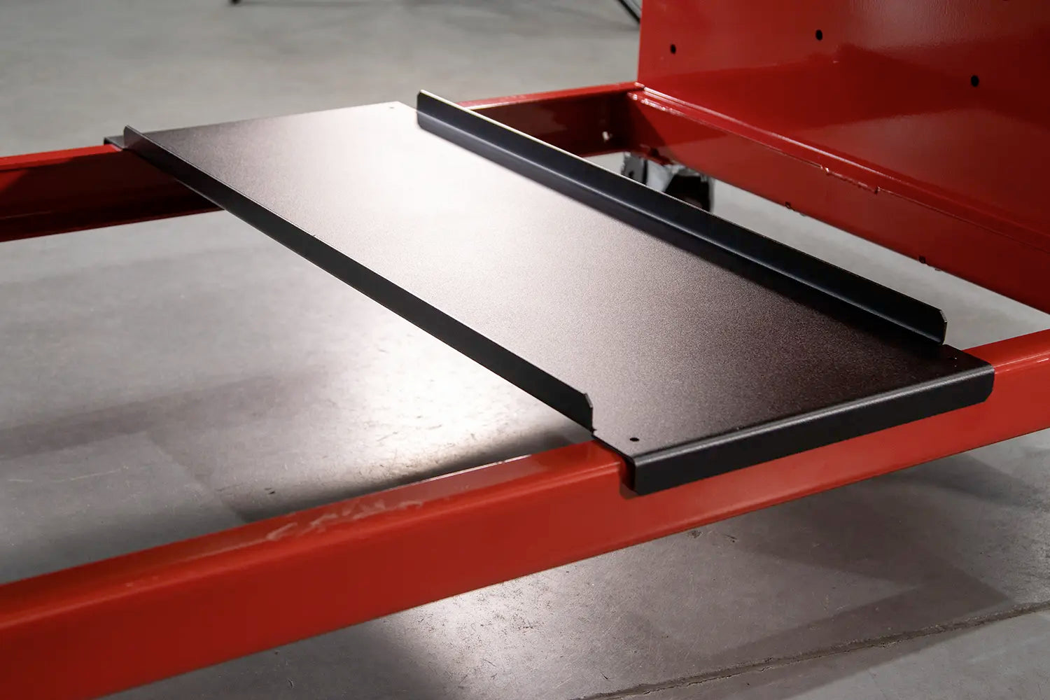 under table tray perpendicular shelf channels