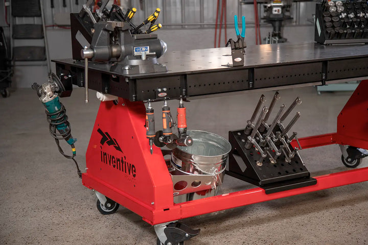 welding table tool storage and accessories